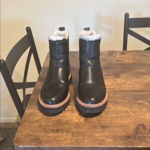 J. Crew Black Winter Boots with Tan Sole